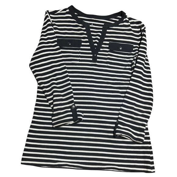 Kim Rogers Black & White stripped long sleeve top - Picture 1 of 3